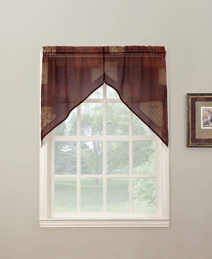 Eden Pair of Swag Valances Textured Rod Pocket Sheer Curtain Size 56 in. W X 36 in. L