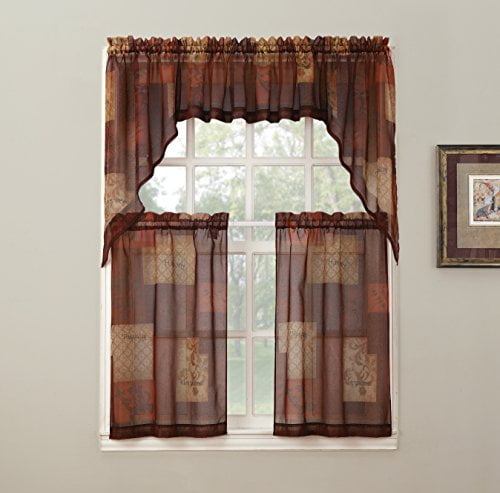 Eden Pair of Swag Valances Textured Rod Pocket Sheer Curtain Size 56 in. W X 36 in. L