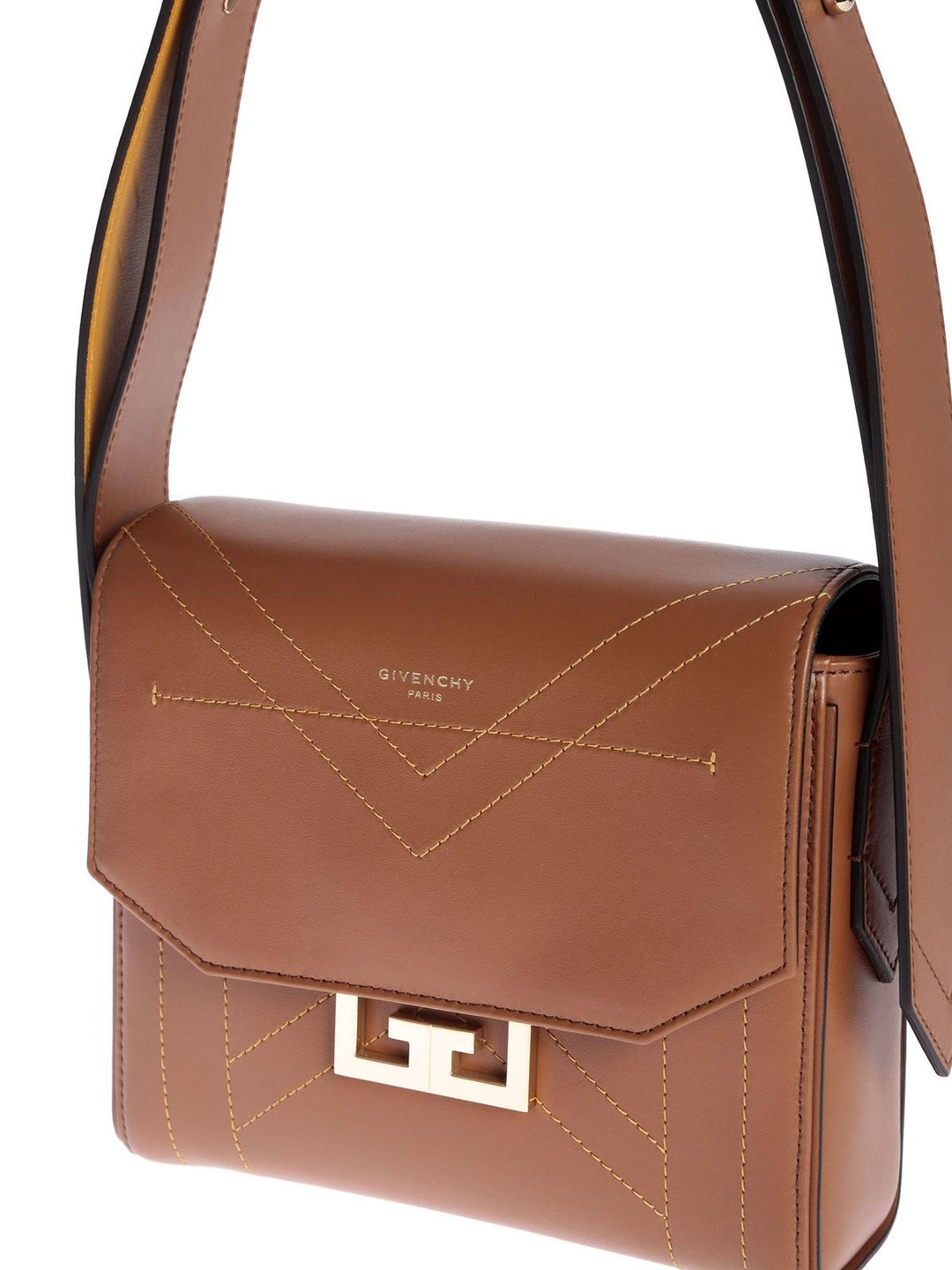 Givenchy Small Eden Stitched Leather Shoulder Bag Brown