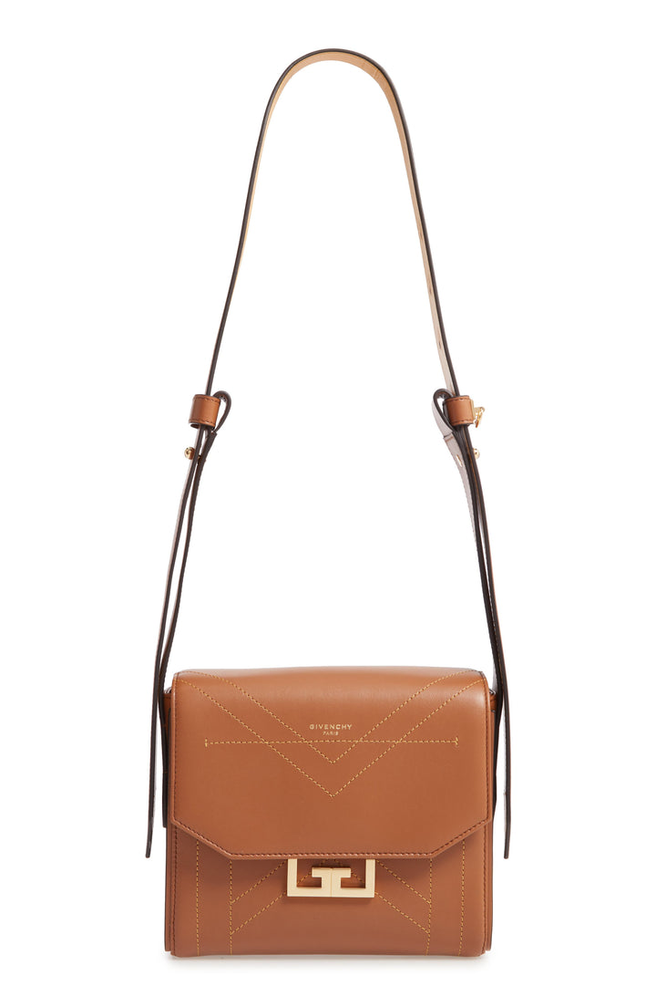 Givenchy Small Eden Stitched Leather Shoulder Bag Brown