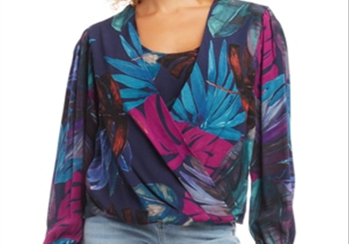 Karen Kane Printed Drape Front Top Multi