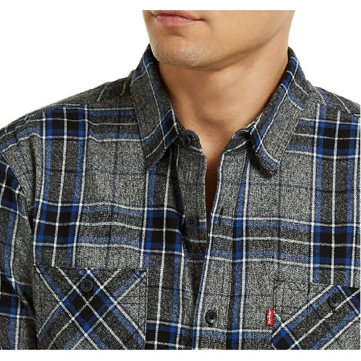 Levi's Men's Crance Plaid Flannel Shirt Grey Size Large