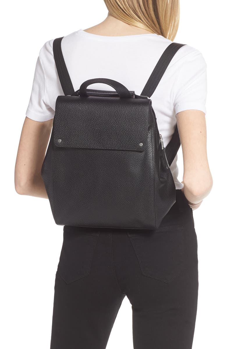 Treasure & Bond Amari Pebbled Leather Backpack White