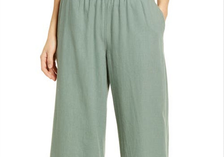 caslon(r) Wide Leg Pull-On Linen Blend Pants in Green Dune , Size X-Small