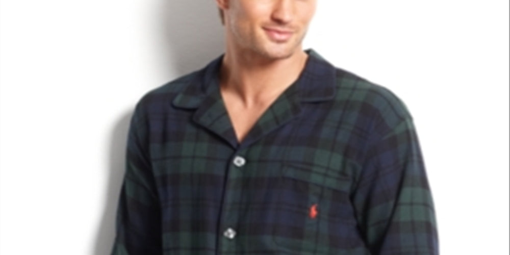 Ralph Lauren Men's Plaid Flannel Pajama Shirt Black Size Medium