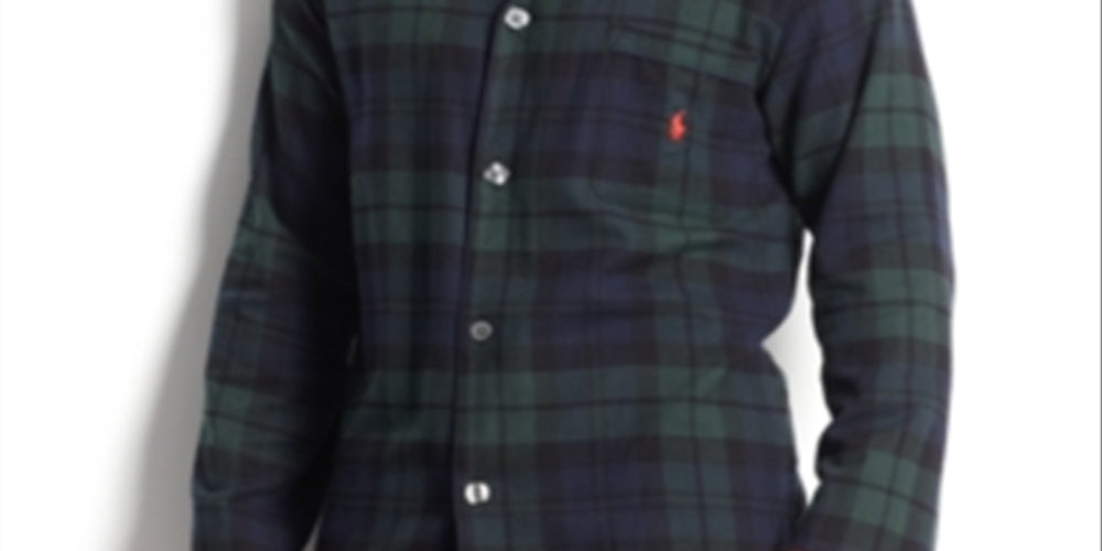 Ralph Lauren Men's Plaid Flannel Pajama Shirt Black Size Medium