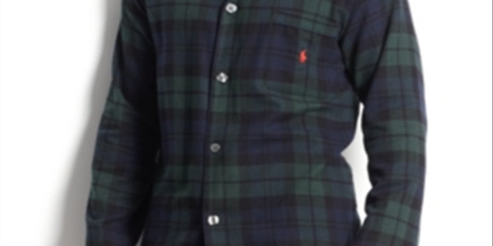 Ralph Lauren Men's Plaid Flannel Pajama Shirt Black Size Medium