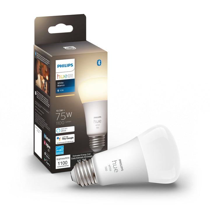 Philips - Hue A19 Bluetooth 75W Smart LED Bulb White One Size