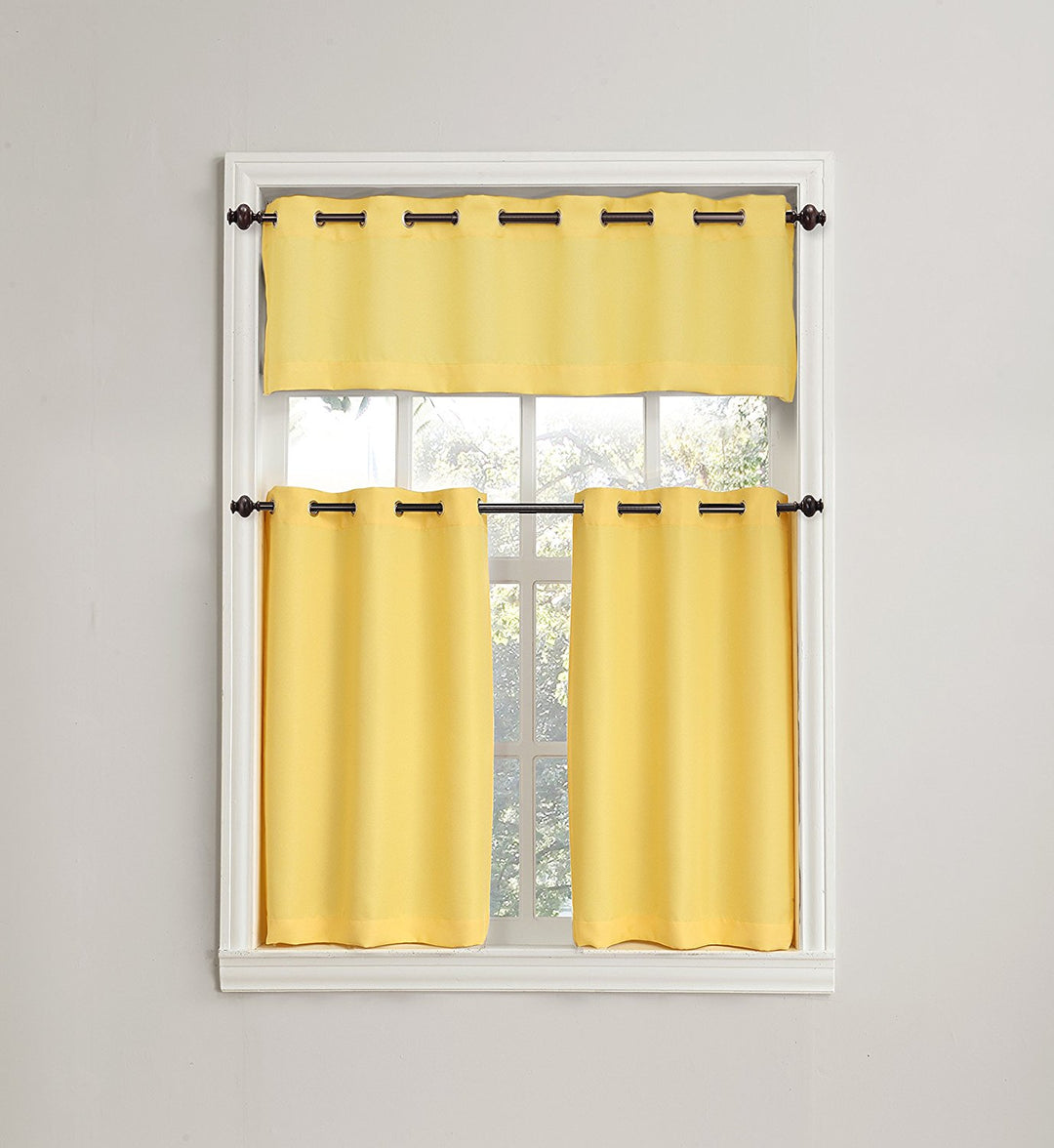 No. 918 Montego Casual Textured Grommet Kitchen Curtain Valance, 56 x 14 Inch , Yellow