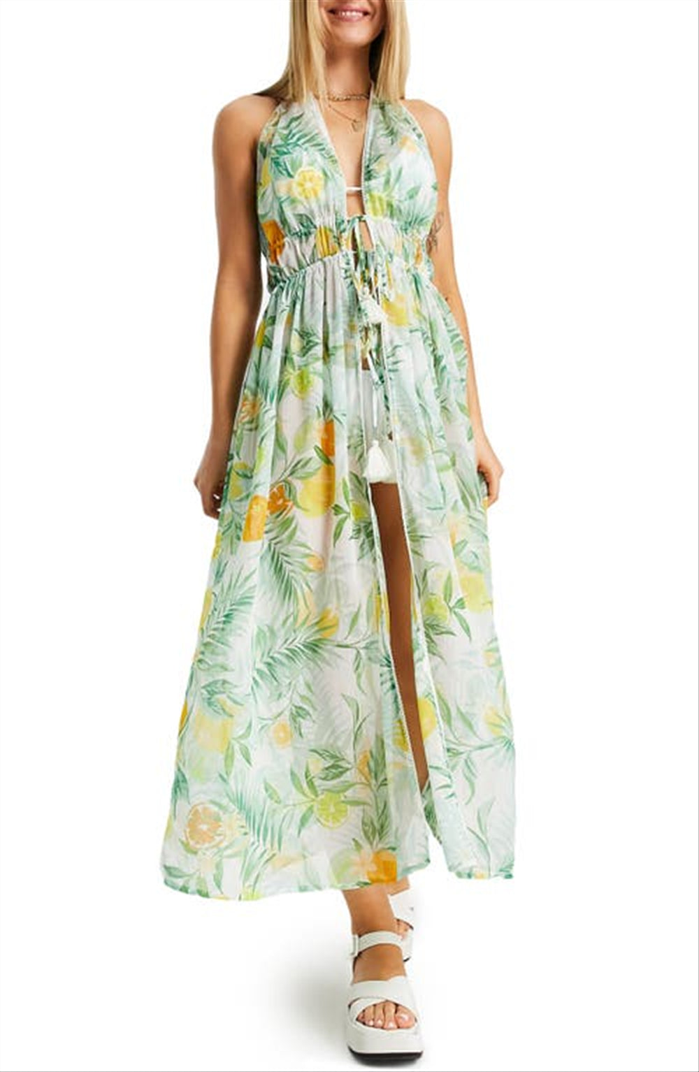 Topshop Sheer Beach Cover-Up In Multi Size Small