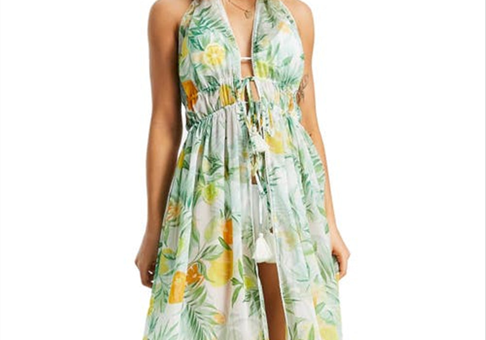 Topshop Sheer Beach Cover-Up In Multi Size Small