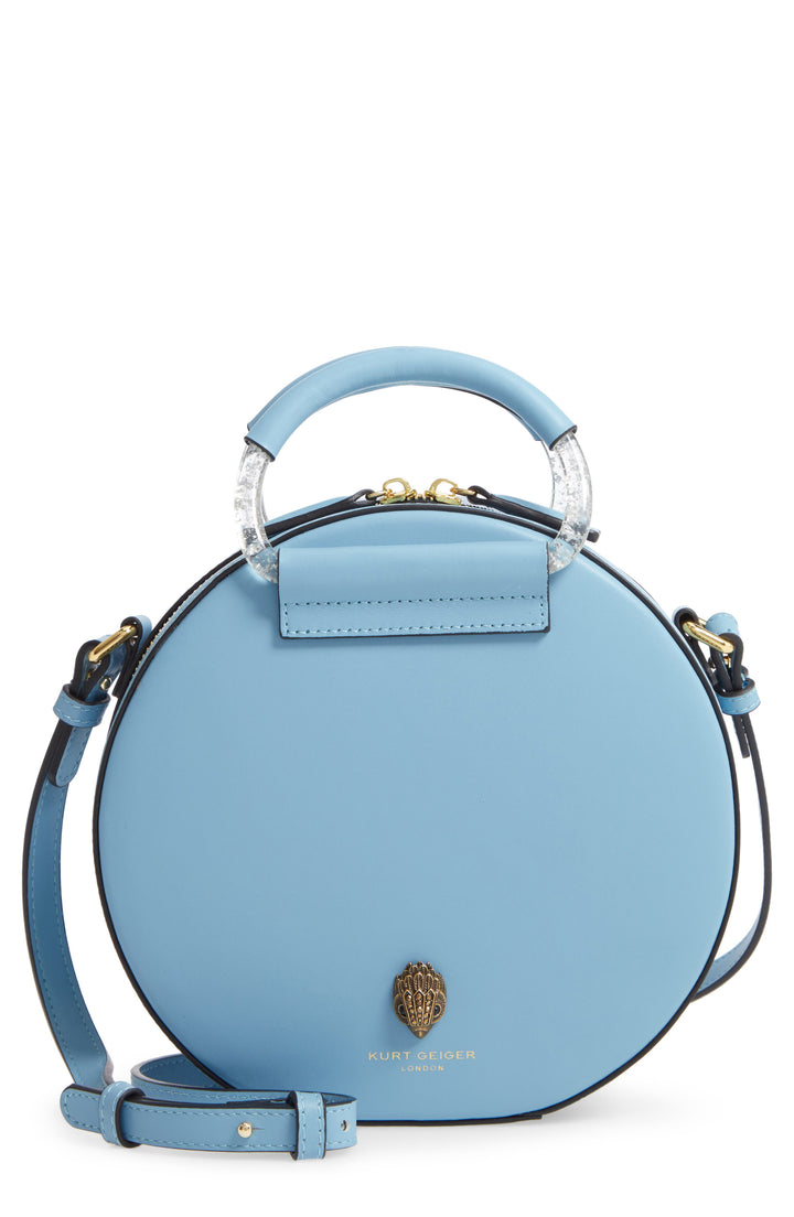 Kurt Geiger London Harriet Eagle Leather Round Crossbody Bag Blue