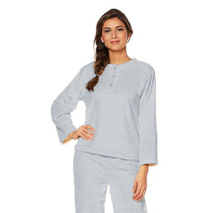 Soft & Cozy Metallic Plush Pajama Set Gray/Silver Size 2-Extra Large by Home Shopping Network