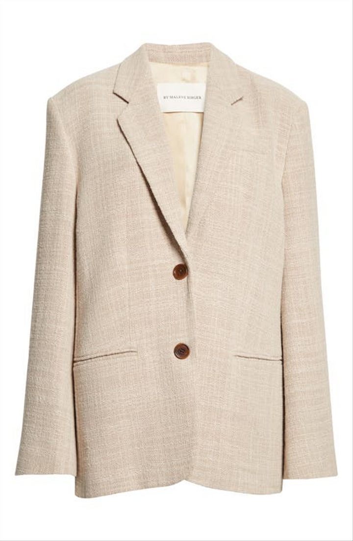 BY MALENE BIRGER Women's Rosettan Textured Cotton Blend Blazer in Nature , Size 10 Us