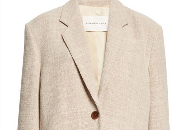 BY MALENE BIRGER Women's Rosettan Textured Cotton Blend Blazer in Nature , Size 10 Us