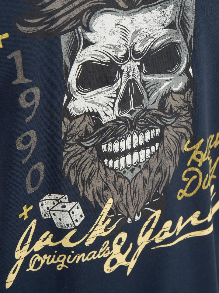 Jack & Jones Men's Jordome Logo Graphic T-Shirt Blue Size Large