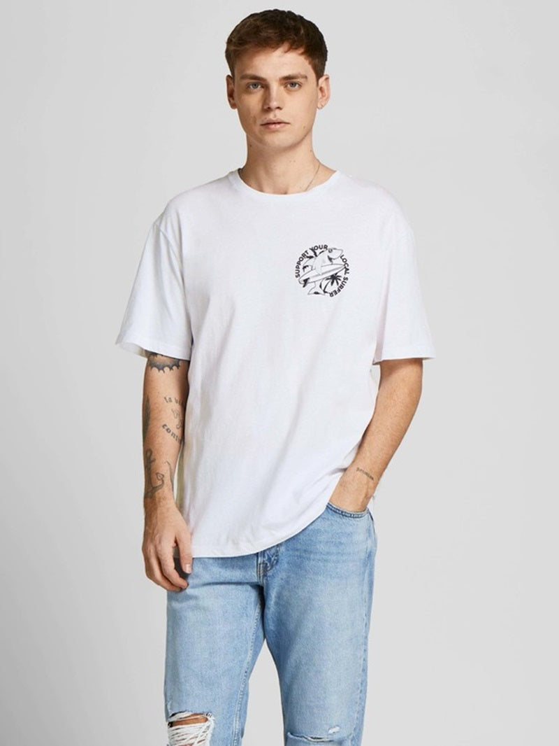 Jack & Jones Men's JJChiller Paradise T-Shirt White Size X-Large