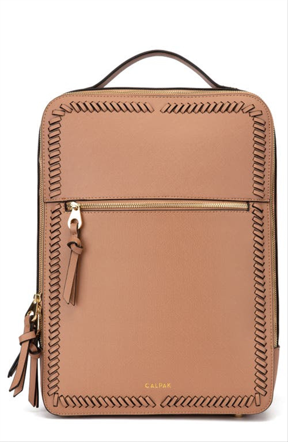 CALPAK Kaya Faux Leather Laptop Backpack in Caramel