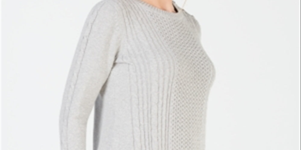 Charter Club Women's Cable Detail Sweater Gray Size Large