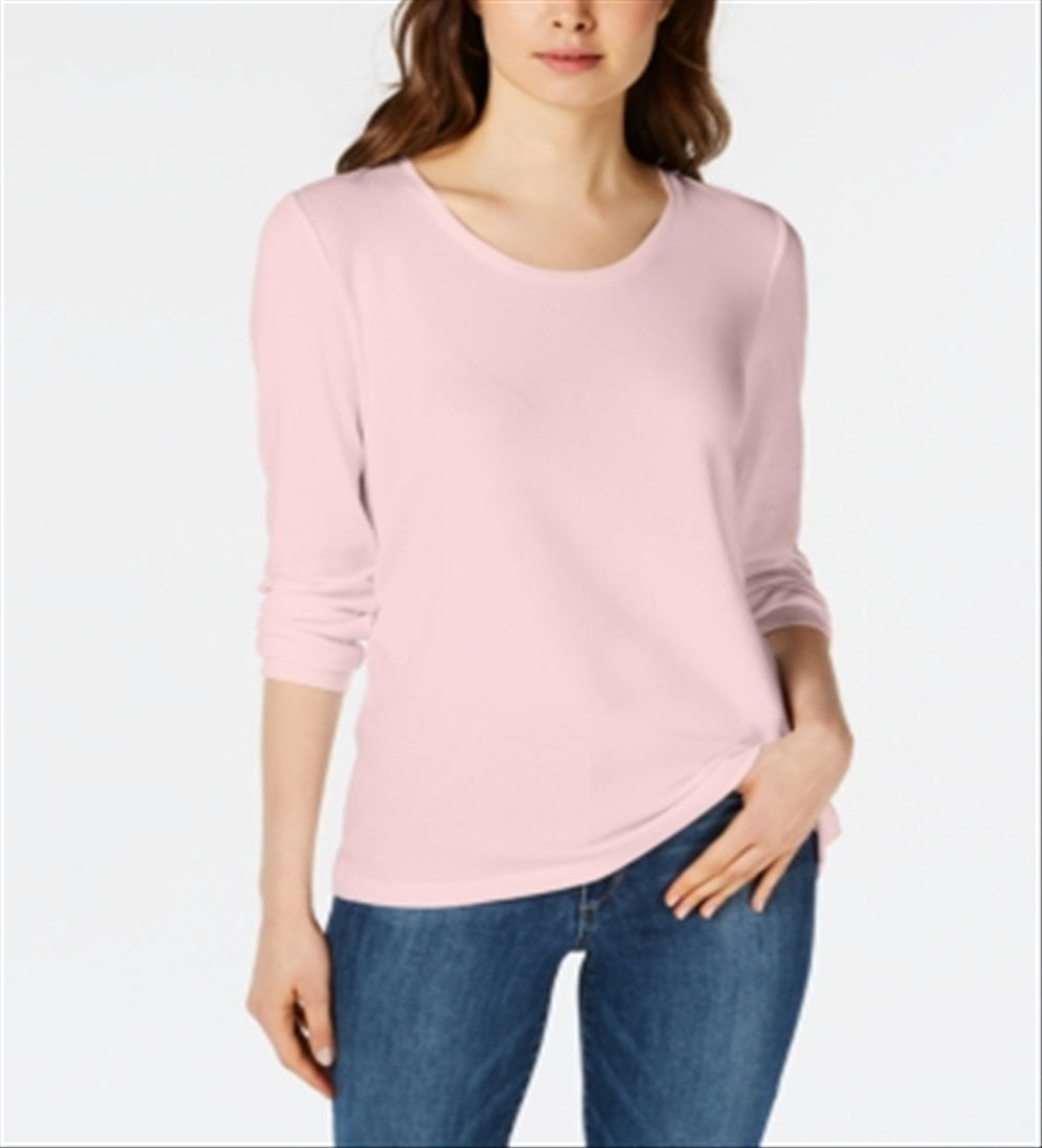 Maison Jules Women's Scoop Neck Top Pink Size X-Large