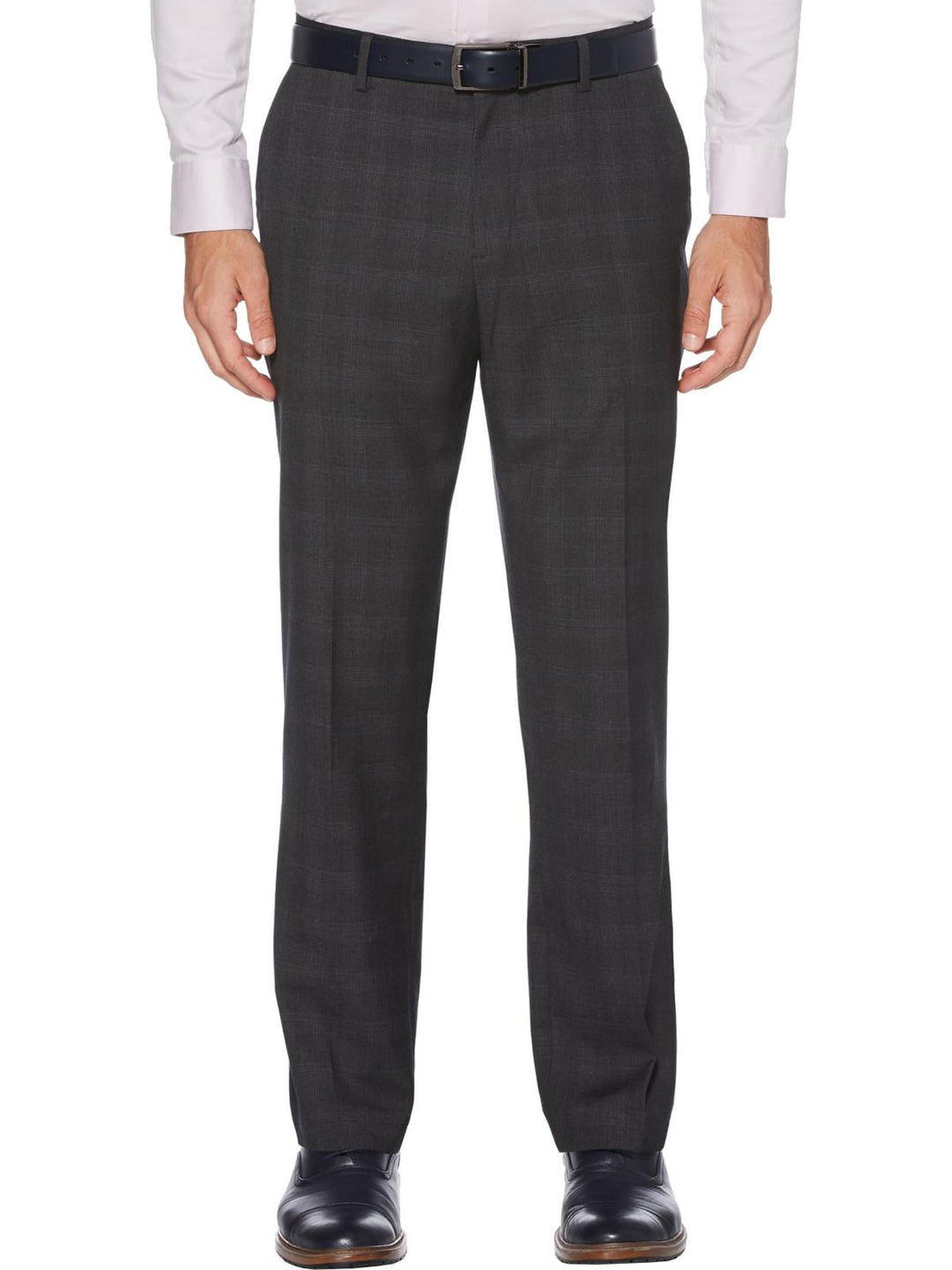 Perry Ellis Portfolio Men's Modern Fit Windowpane Plaid Dress Pants Gray Size 38X32