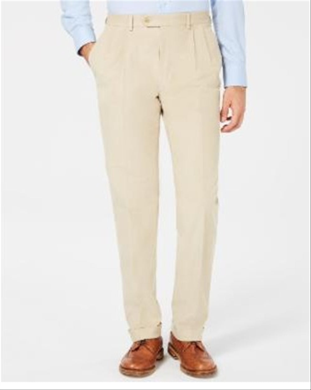 Ralph Lauren Men's Classic Regular Fit Corduroy Double Reverse Pleated Dress Pants Beige Size 44X30