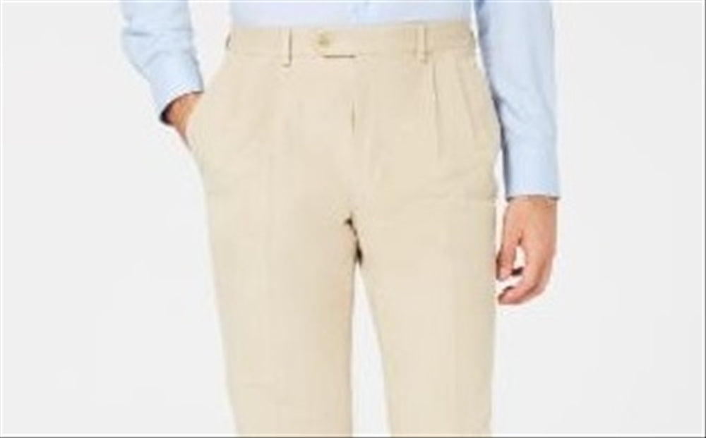 Ralph Lauren Men's Classic Regular Fit Corduroy Double Reverse Pleated Dress Pants Beige Size 44X30