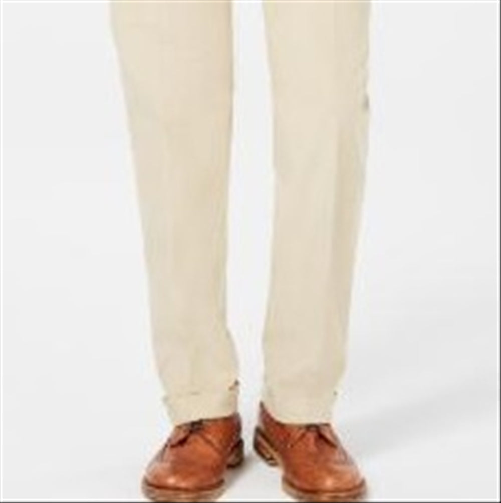 Ralph Lauren Men's Classic Regular Fit Corduroy Double Reverse Pleated Dress Pants Beige Size 44X30