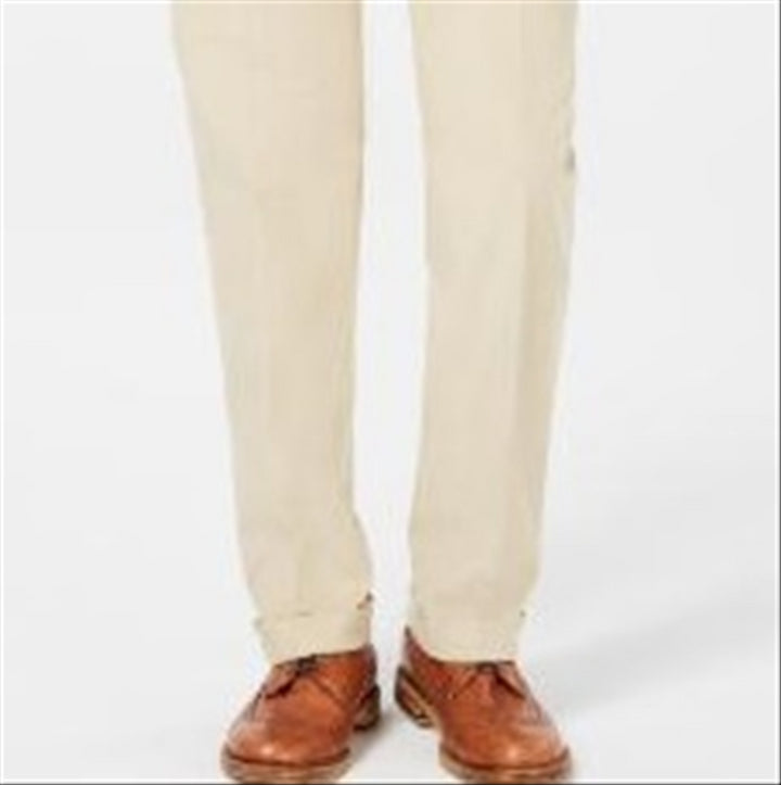 Ralph Lauren Men's Classic Regular Fit Corduroy Double Reverse Pleated Dress Pants Beige Size 44X30