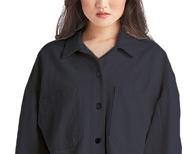 Black Tape Women's Two Pocket Cotton Shacket Black Size X-Small