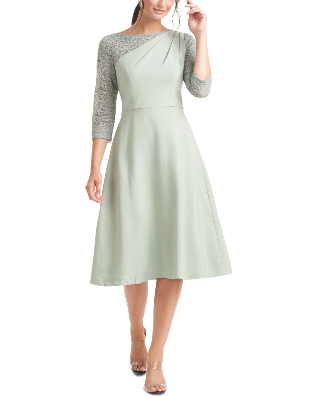 JS Collections Rory Fit & Flare Midi Dress Green Size 18