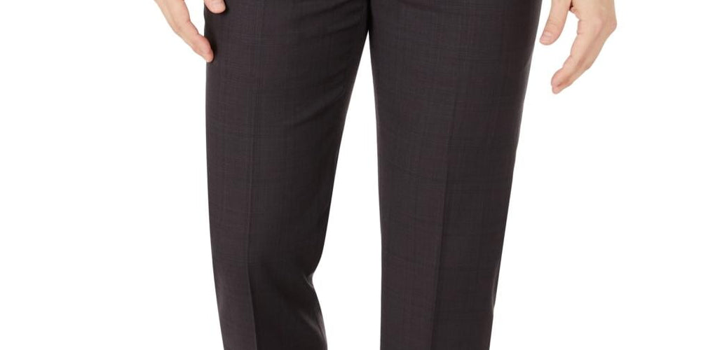 Calvin Klein Men's Jerome Wool Slim Fit Dress Pants Brown