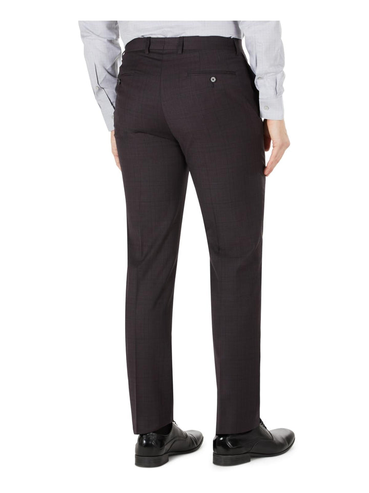 Calvin Klein Men's Jerome Wool Slim Fit Dress Pants Brown