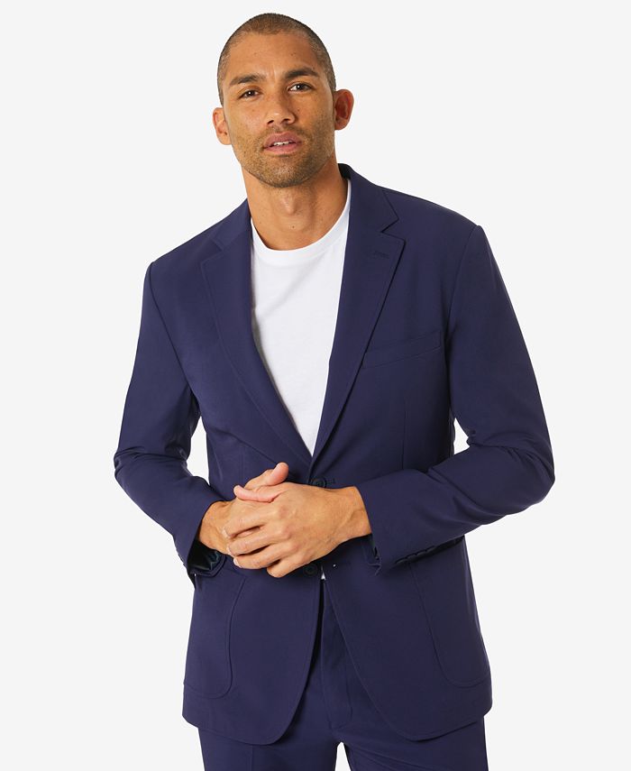 Michael Kors Men's Modern-Fit Stretch Solid Suit Jacket Blue Size 48R