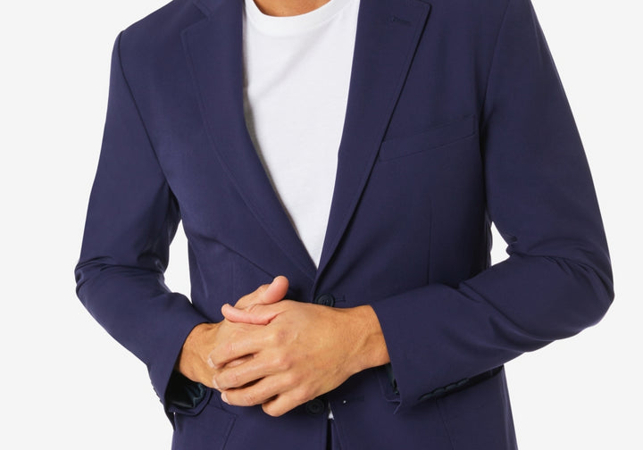 Michael Kors Men's Modern-Fit Stretch Solid Suit Jacket Blue Size 48R