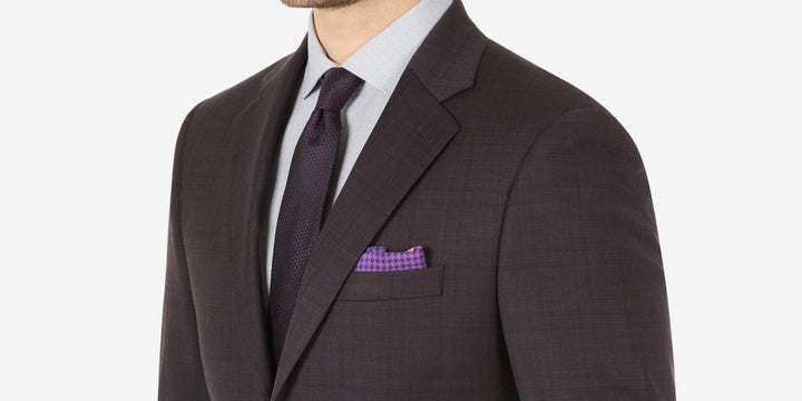 Calvin Klein Men's Skinny Fit Tonal Plaid Wool Suit Jacket Purple Size 40