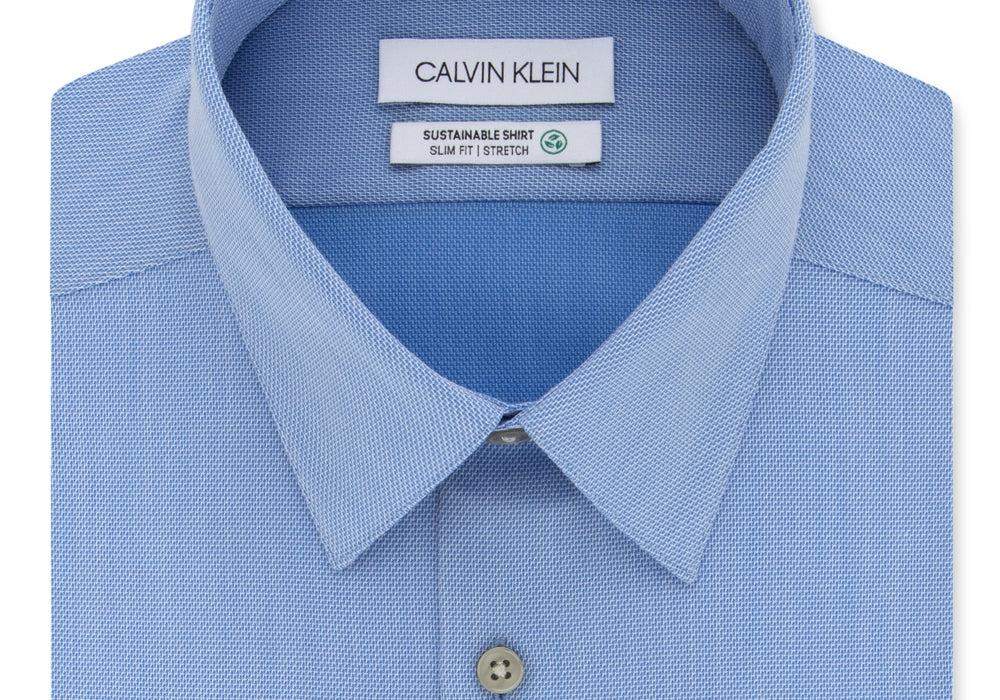 Calvin Klein Non-Iron Slim Fit Performance Dress Shirt Blue Size 16.5 36/37