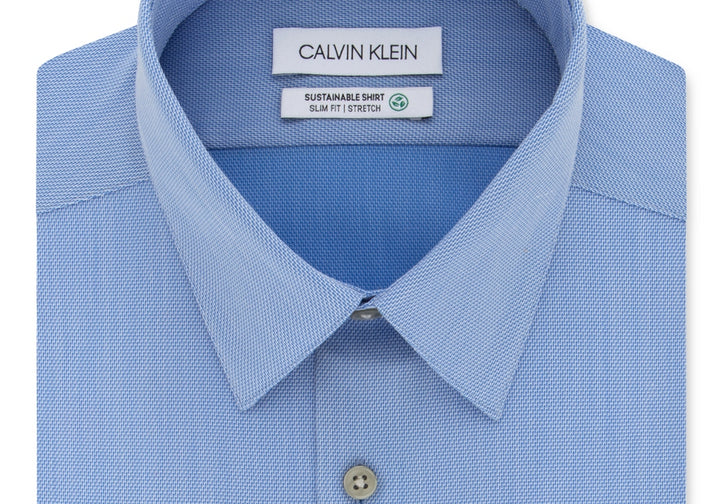 Calvin Klein Non-Iron Slim Fit Performance Dress Shirt Blue Size 16.5 36/37