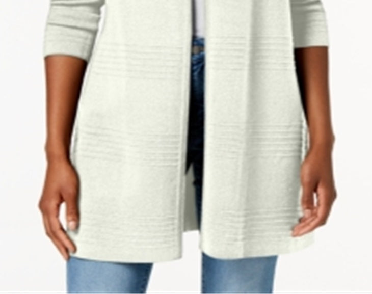 Charter Club Women's Ribbed Knit Open Front Cardigan White Size X-Large
