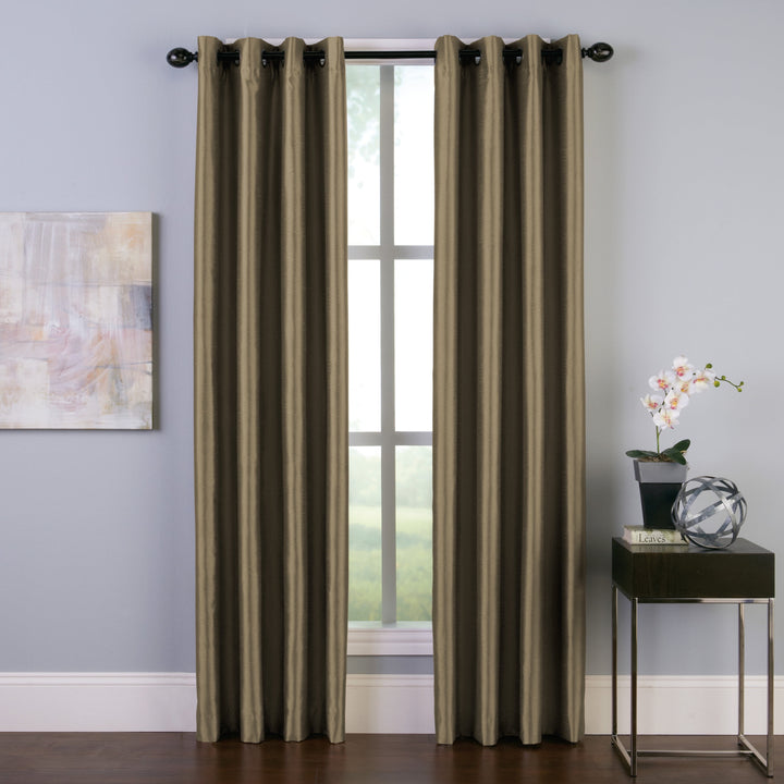 Curtainworks Malta Indoor Striped Blackout Curtain Bronze Size 50 x 108