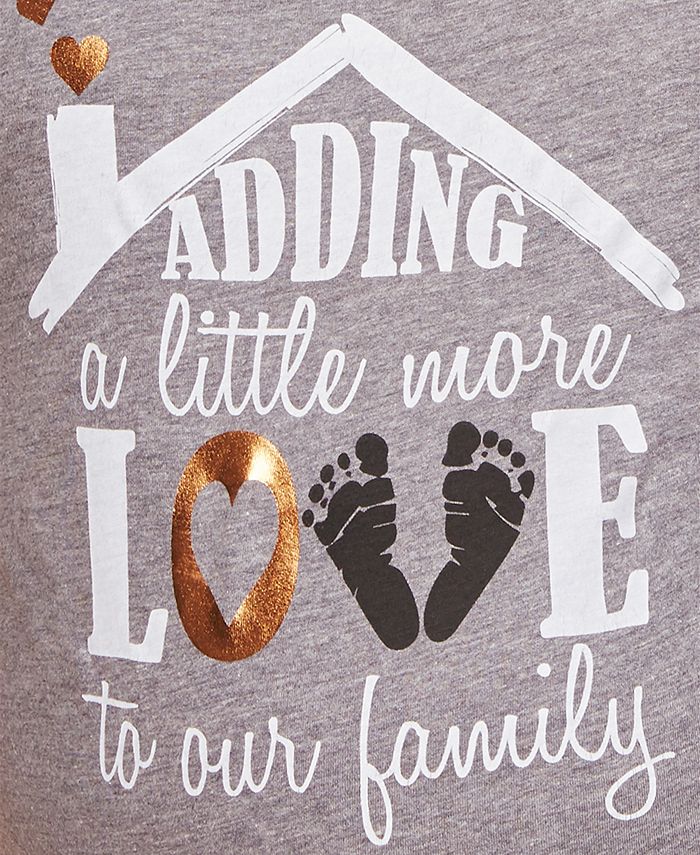 Motherhood Maternity Women's Adding A Little More Love To Our Family Maternity Tee Gray Size X-Small