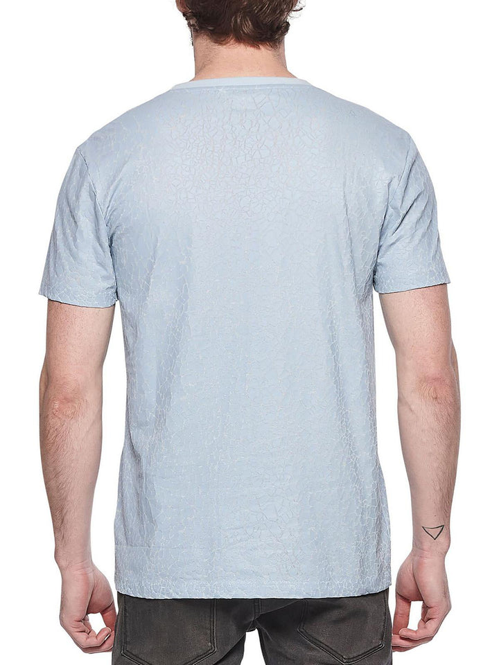 Eleven Paris Men's Cotton Textured T-Shirt Blue Size Small