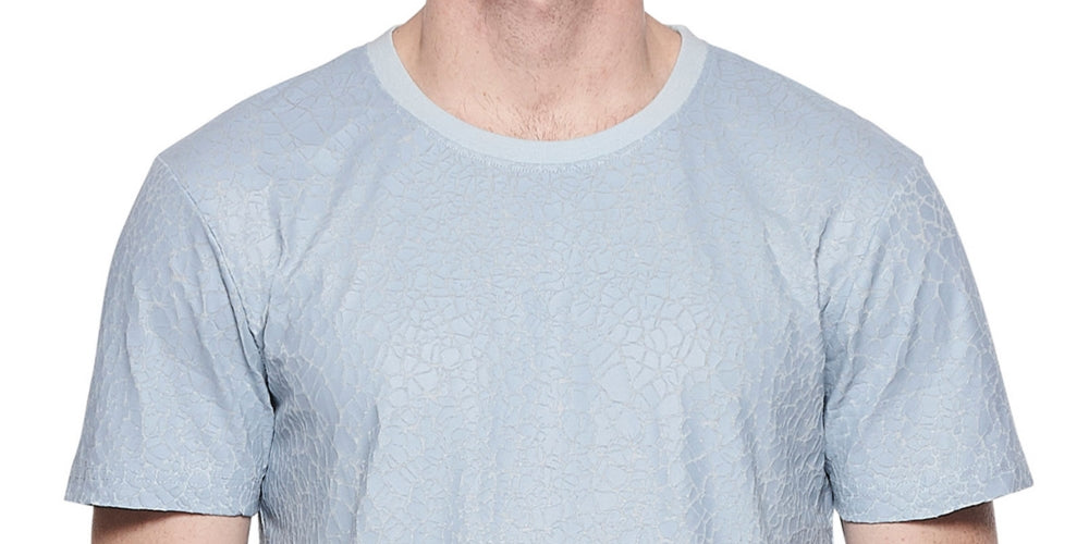 Eleven Paris Men's Cotton Textured T-Shirt Blue Size Small