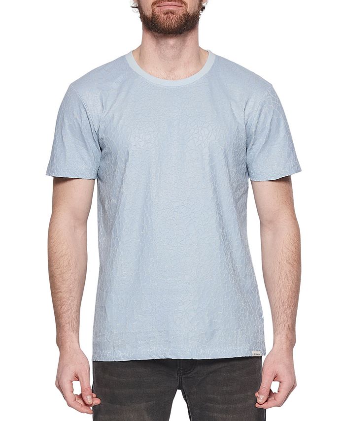 elevenparis Men's Crackle Cotton T-Shirt Blue Size Medium