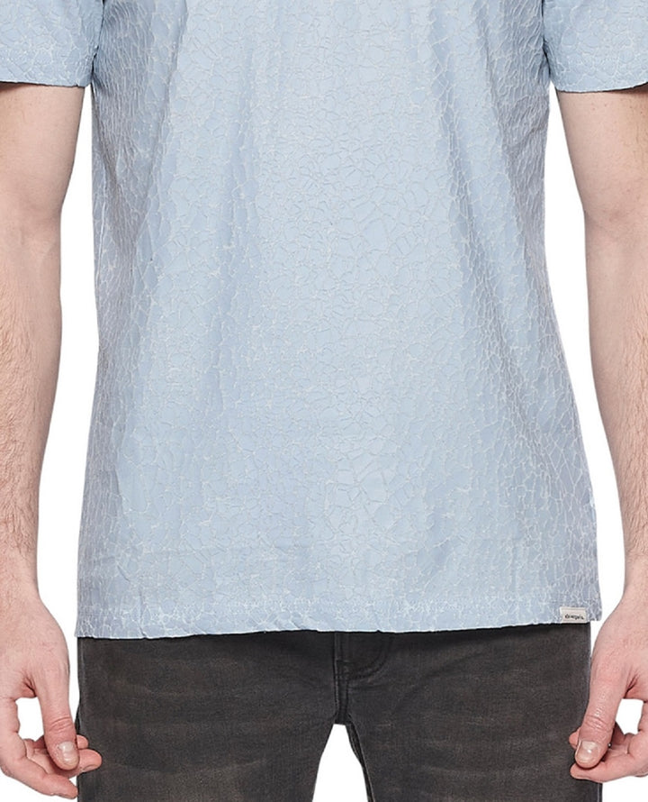 Elevenparis Men's Crackle Cotton T-Shirt Blue Size X-Large