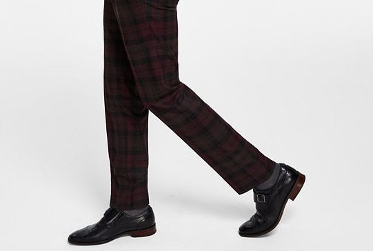 Bar III Men's Slim Fit Plaid Suit Separate Pants Red Size 30X32