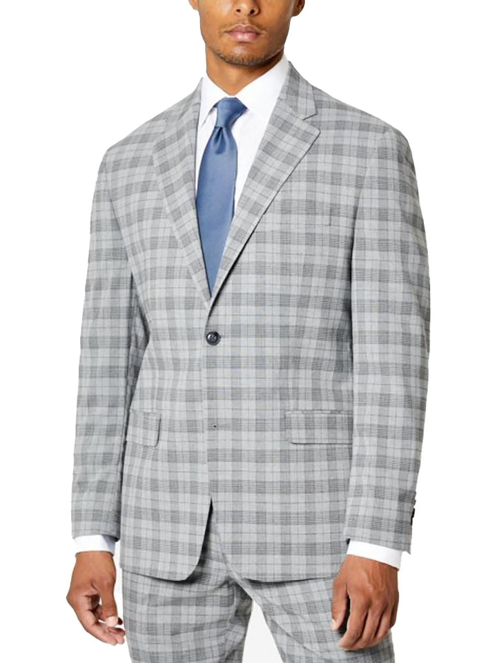 Tallia Men's Slim Fit Plaid Suit Jacket Gray Size 38