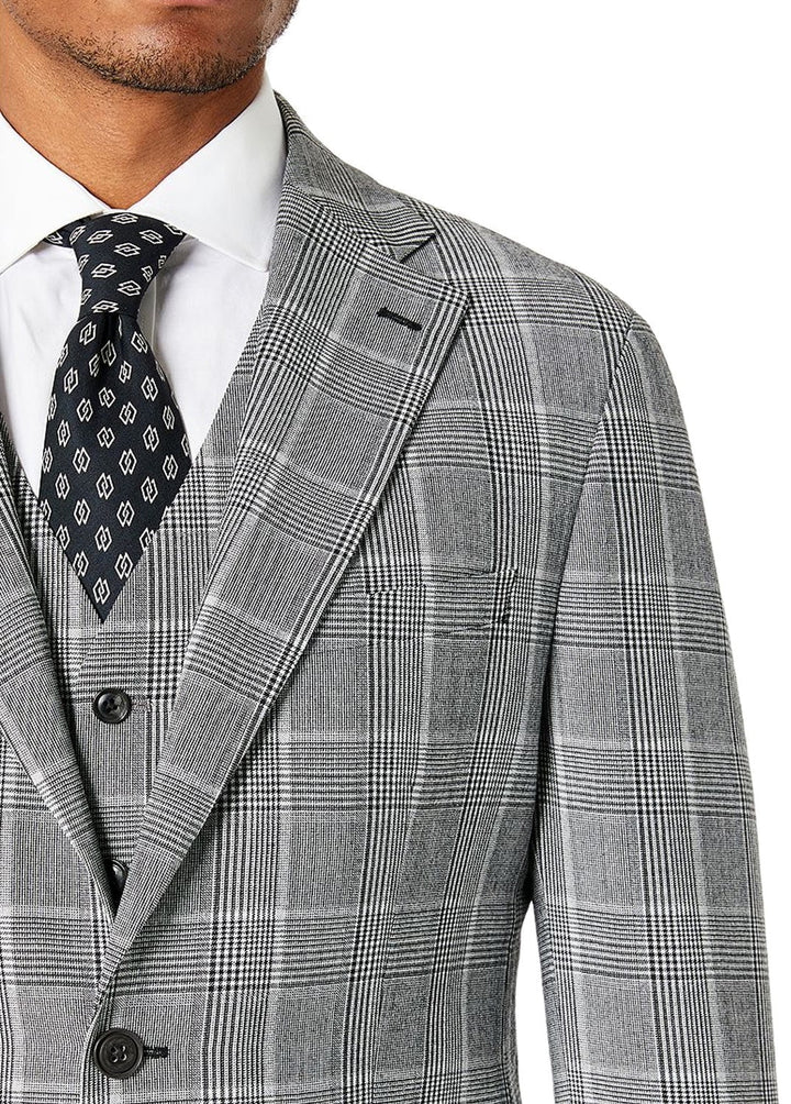 Tallia Men's Slim Fit Plaid Suit Jacket Gray Size 38