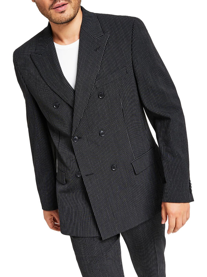 Alfani Men's Slim Fit Double Breasted Pinstripe Suit Separate Jacket Black Size 38