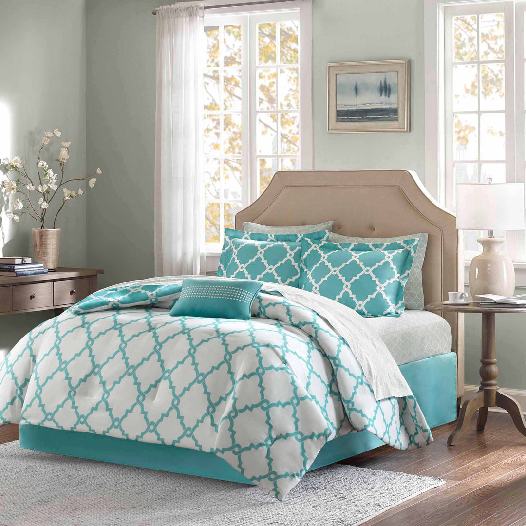 Home Essence Becker Reversible Bed in a Bag Bedding Set Aqua Size Twin